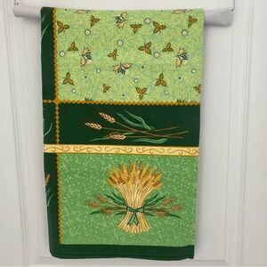 Green Yellow Wheat Pattern Table Linen Tablecloth Fall Harvest Picnic Fun Sun